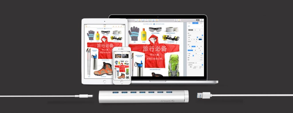 هاب 7 پورت USB 3.0 مدادی با آداپتور