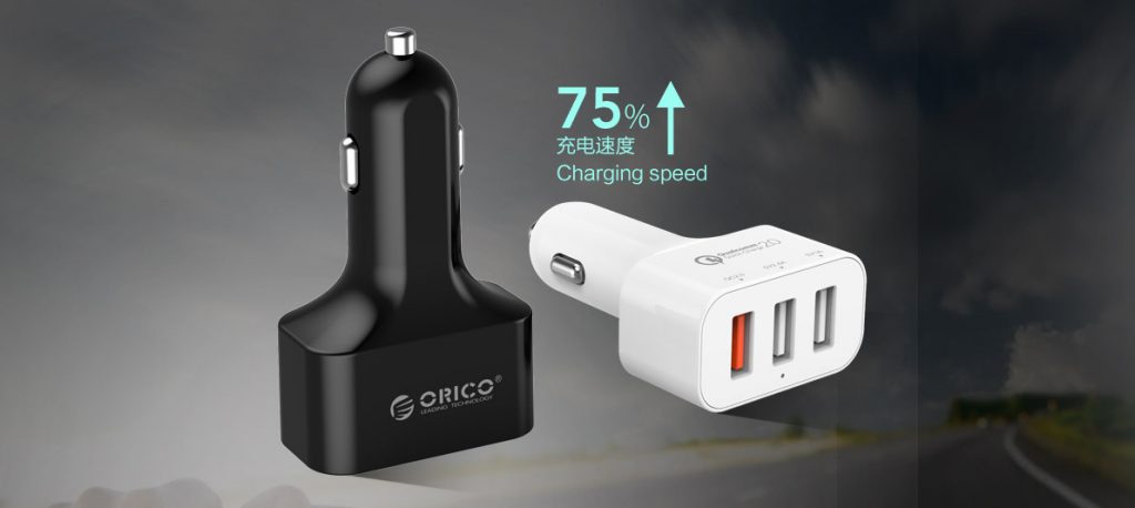 شارژر فندکی 3 پورت با خروجی QC 2.0