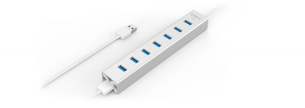 هاب 7 پورت USB 3.0 آلومینیومی با آداپتور H7013-U3-SV