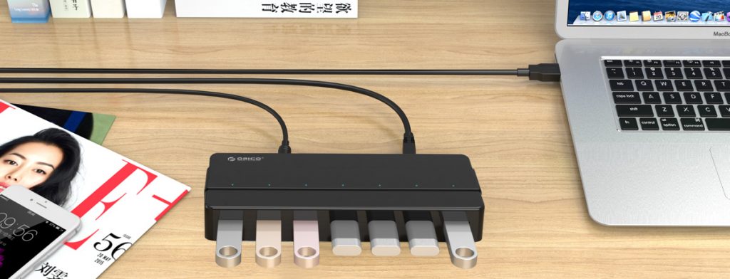 هاب USB 3.0 با آداپتور مدل ORICO H7928-U3