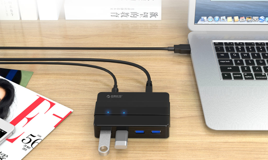 هاب 4 پورت USB3.0 با آداپتور