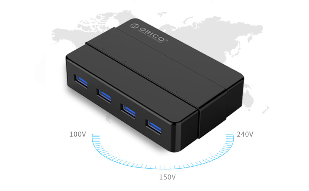 هاب 4 پورت USB3.0 با آداپتور